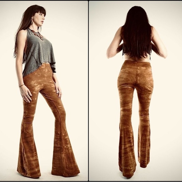 PETITE LENGTH Tie Dye Bell Bottoms - High Waisted Tie Dyed Bell Bottoms Hippie - Picture 3 of 8
